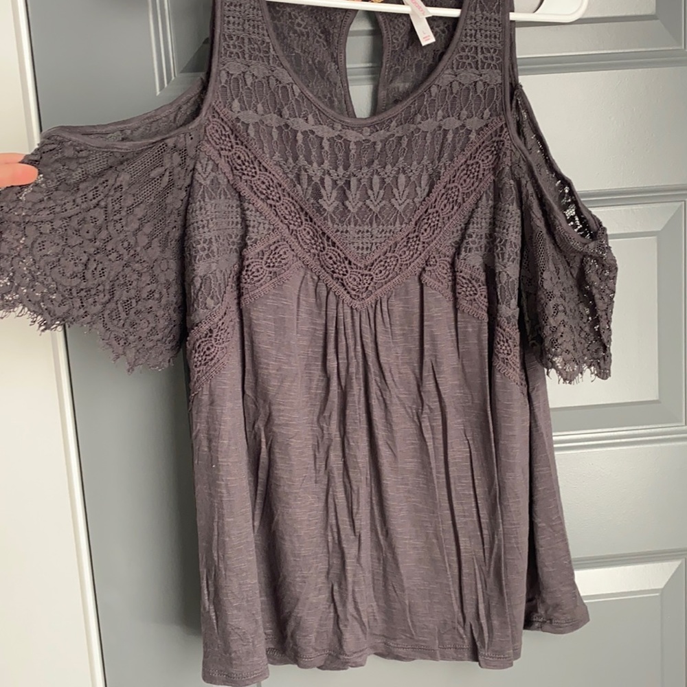 Gray Lace Top